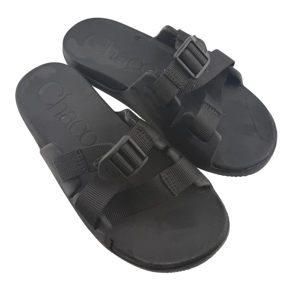 Chaco Chillos Slides Kids Size‎ K4 Black Adjustable Strap Lightweight Sandals